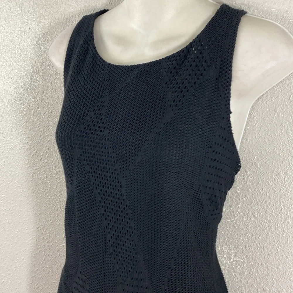 NWT Anne Klein black perforated sleeveless midi dress 12 L16
